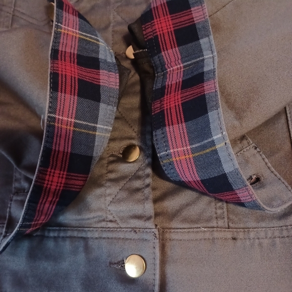 IMAN Jacket Denim Cotton Blend Button Short Jean Jacket 1X Olive Green - Picture 5 of 7